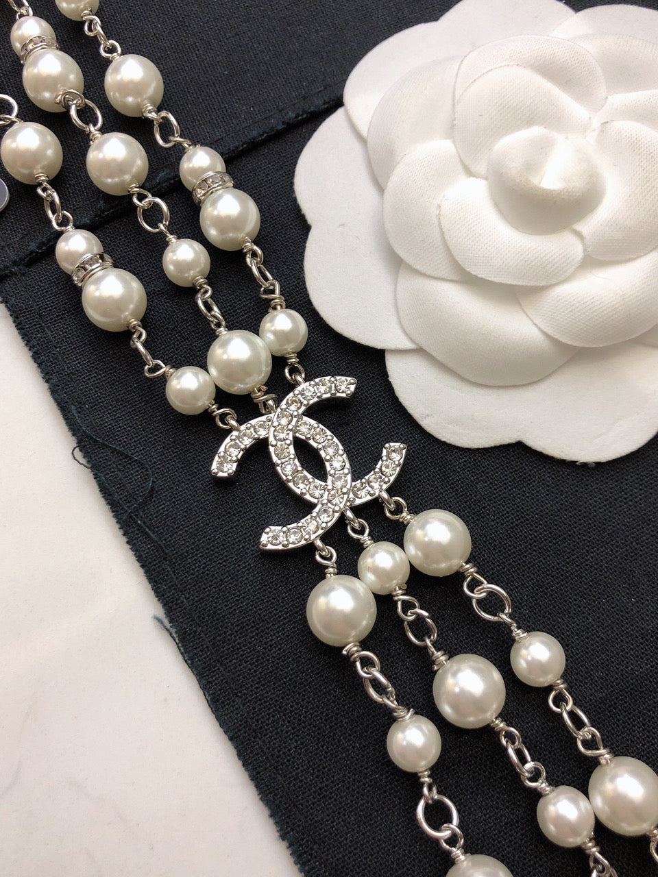 Camellia Pearl-Detail Pendant Necklace – Pearl Detail close-up detail
