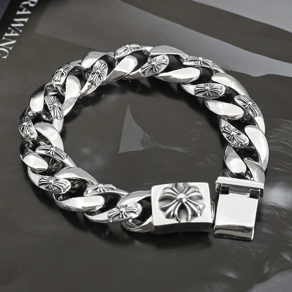 Signature Emblem Bracelet in Polished Metal-Tone – Design 030 main product view