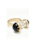 Pearl Statement Ring in Polished Metal-Tone – Pearl Detail – Design 007 main product view