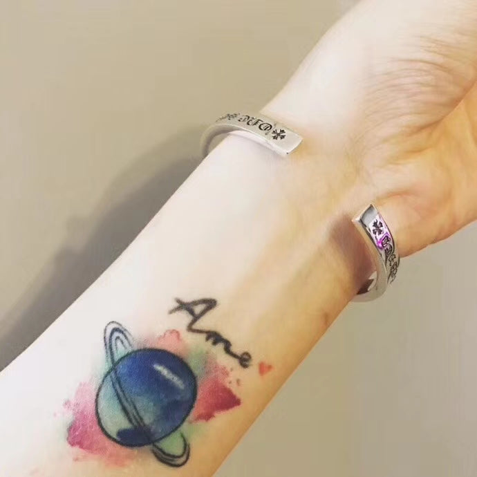 Floral Cross Statement Bracelet in Metal-Tone – Design 01 front product view