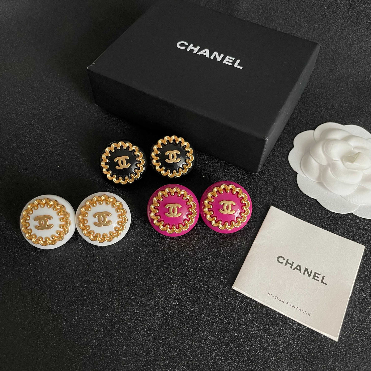 Martin Graham stud earrings in polished metal-tone – side detail