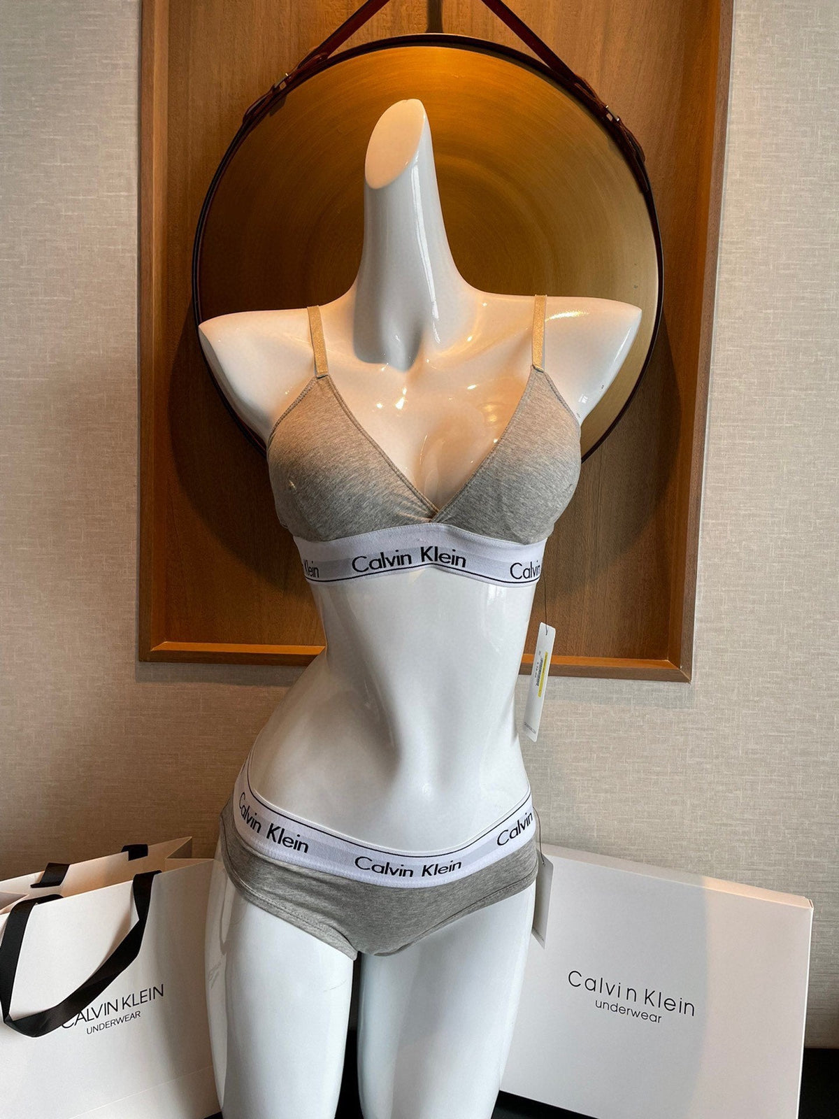 Calvin Klein Heather Grey Triangle Bra and Brief Set Women's Bra & Brief Set - 2-Piece Set