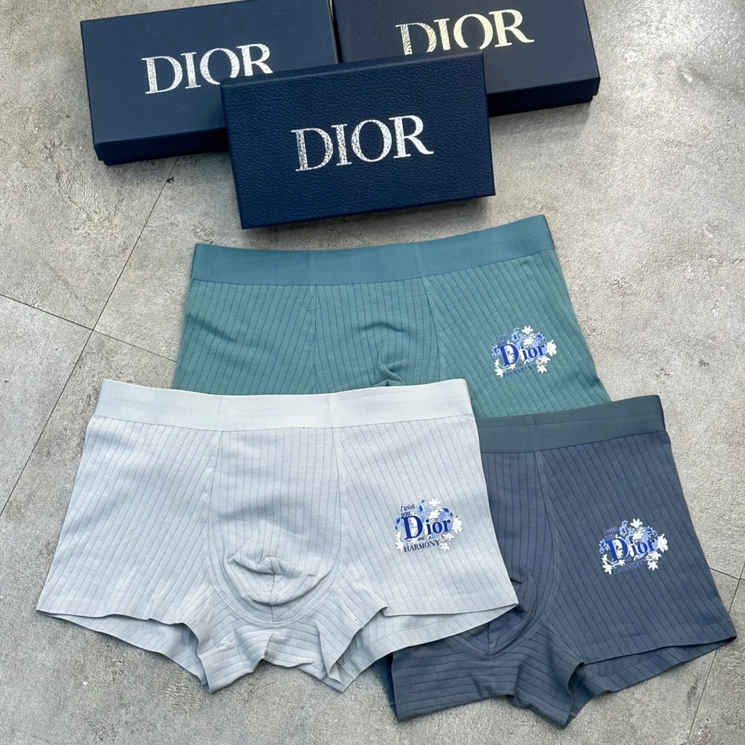 Dior Floral Logo Men's Trunk Underwear - 3-Piece Box