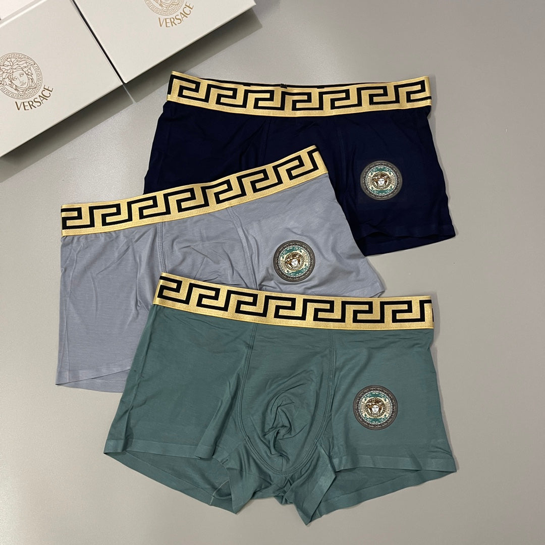Versace Greek-Key Waistbands Men's Boxer Briefs - 3-Piece Box