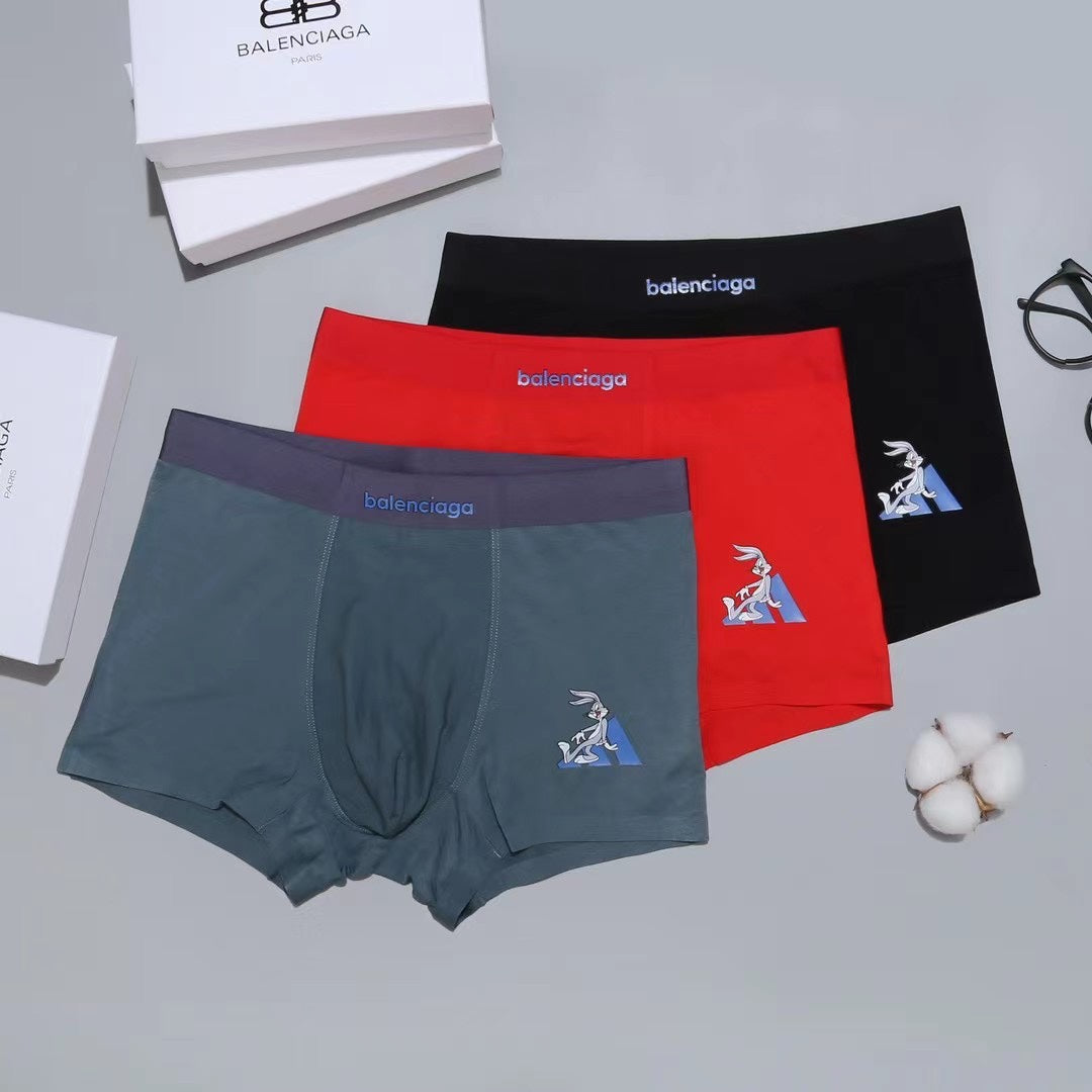 Balenciaga Contrast Waistband Men's Trunk Underwear - 3-Piece Box