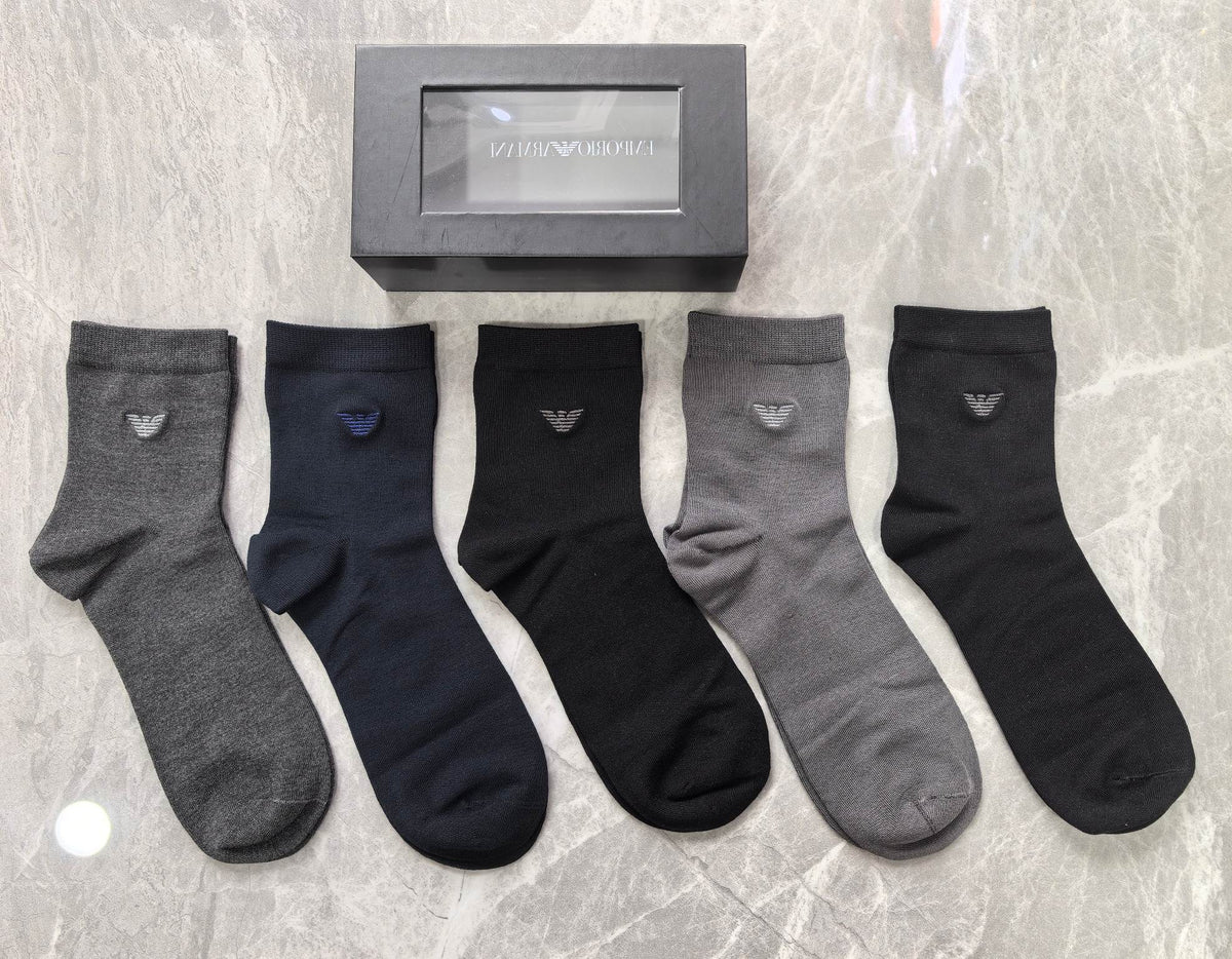 Armani Modal Subtle Eagle Emblems Crew Socks - 5-Pair Set