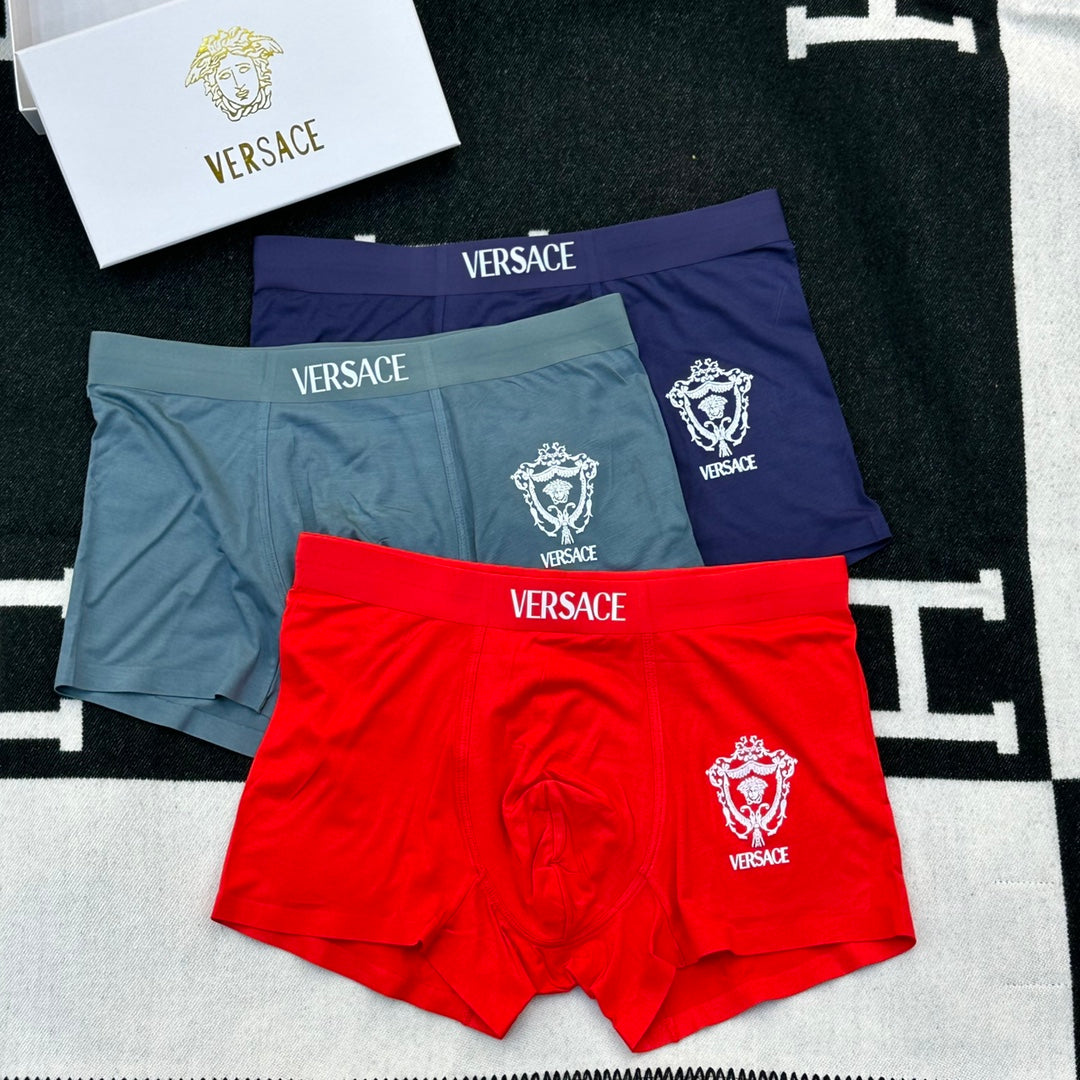 Versace Contrast Crest Men's Boxer Briefs - 3-Piece Box