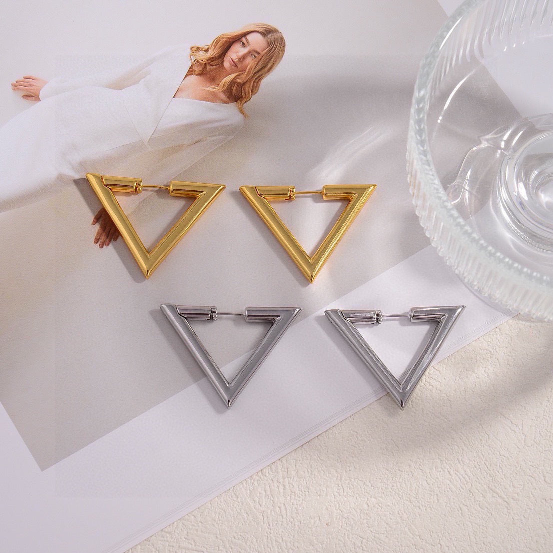 Martin Graham stud earrings in polished metal-tone – main product view