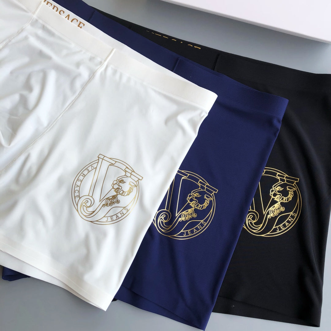 Versace Contrast Logo Waistbands Men's Boxer Briefs - 3-Piece Box