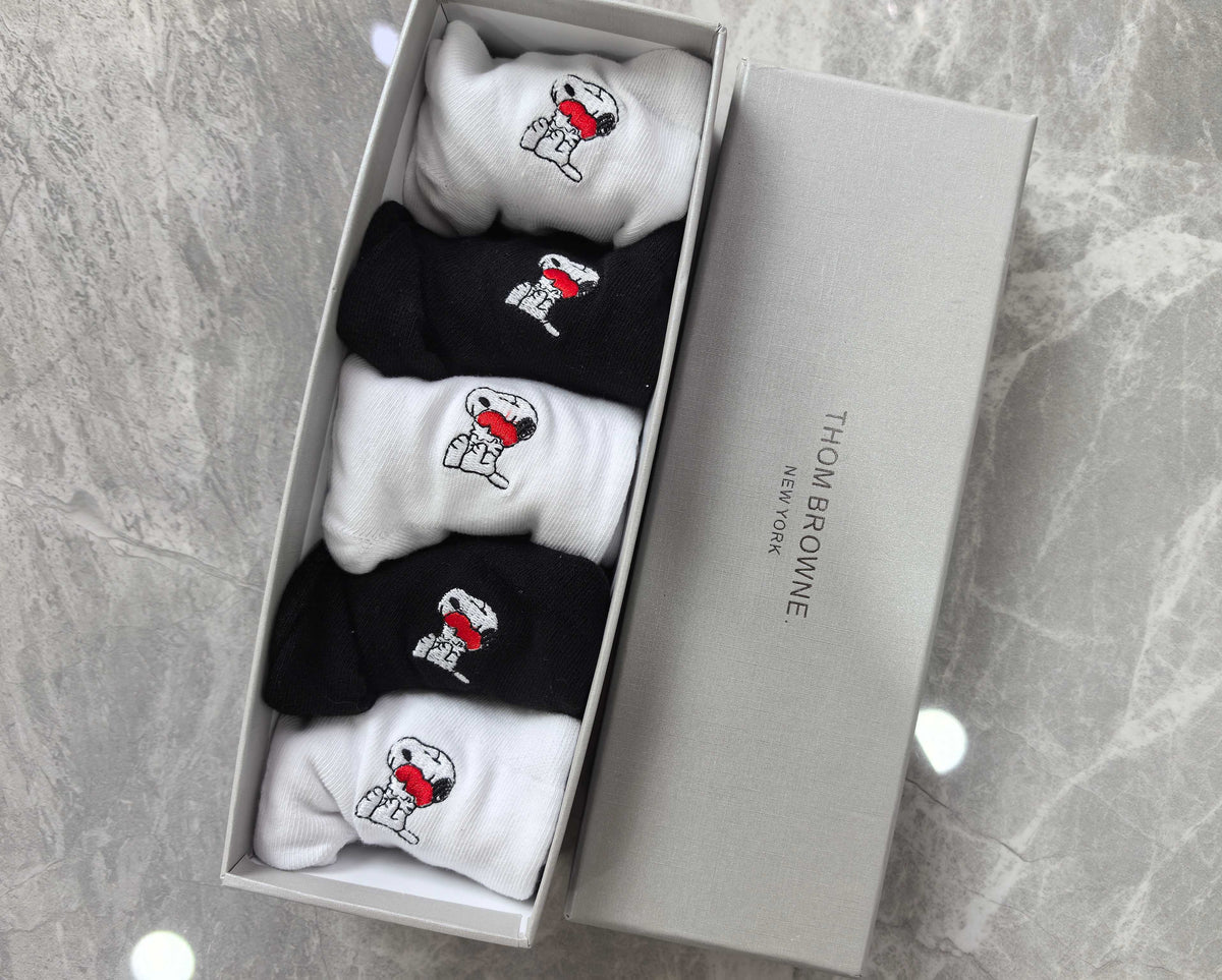 Thom Browne Cotton Small Red-Blue Stripe Ankle Socks - 5-Pair Set