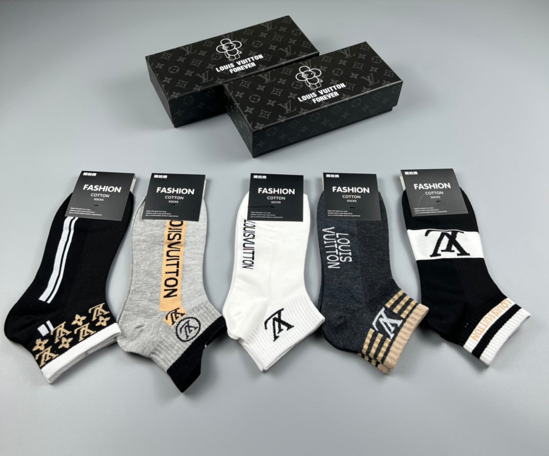 Louis Vuitton Monogram Sport Ankle Socks - Box of 5 Pairs