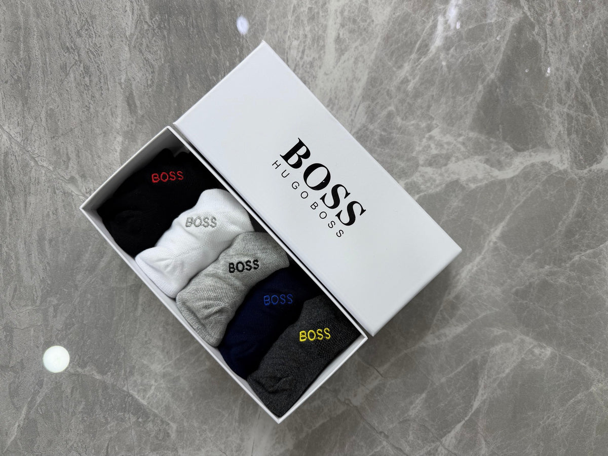 Boss Small Contrast Logos Ankle Socks - 5-Pair Set