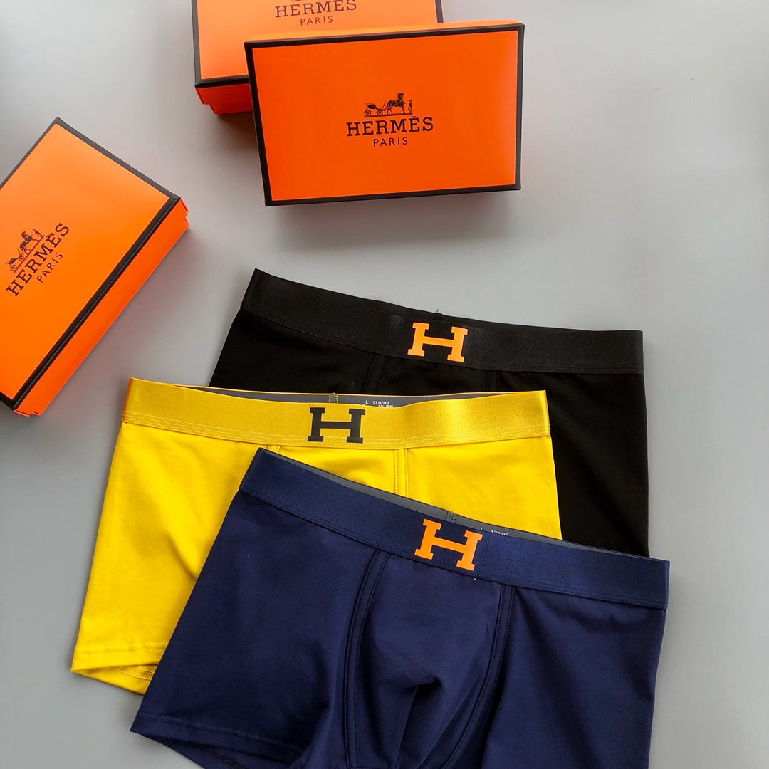 Hermes Contrast H Men's Boxer Briefs - 3-Piece Box