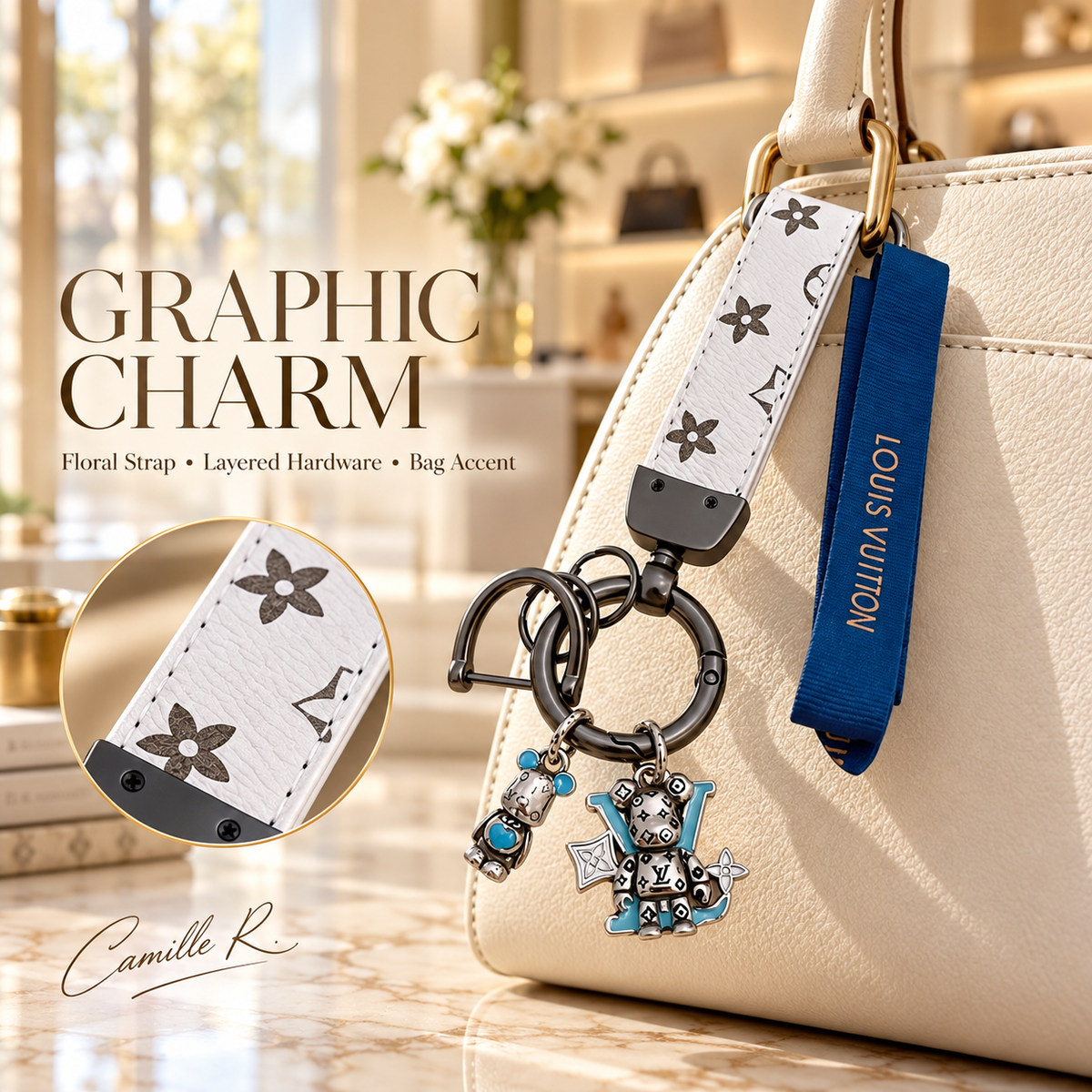 Martin Graham keychain in polished metal-tone