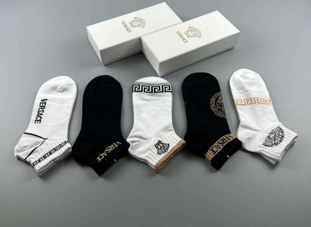 Versace Logo Crew Socks - 5-Pair Box