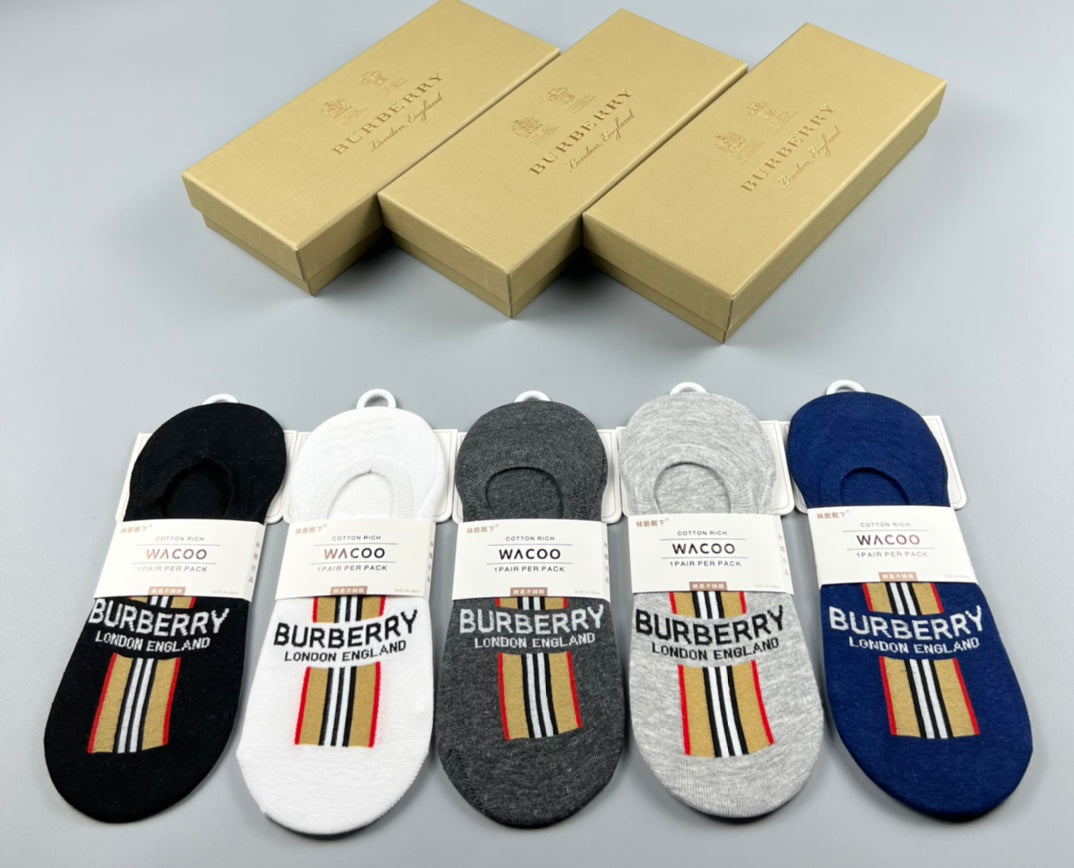 Burberry Cotton No-Show Socks - 5-Pair Set