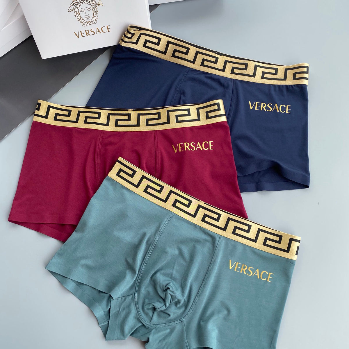 Versace Greek-Key Waistbands Men's Boxer Briefs - 3-Piece Box