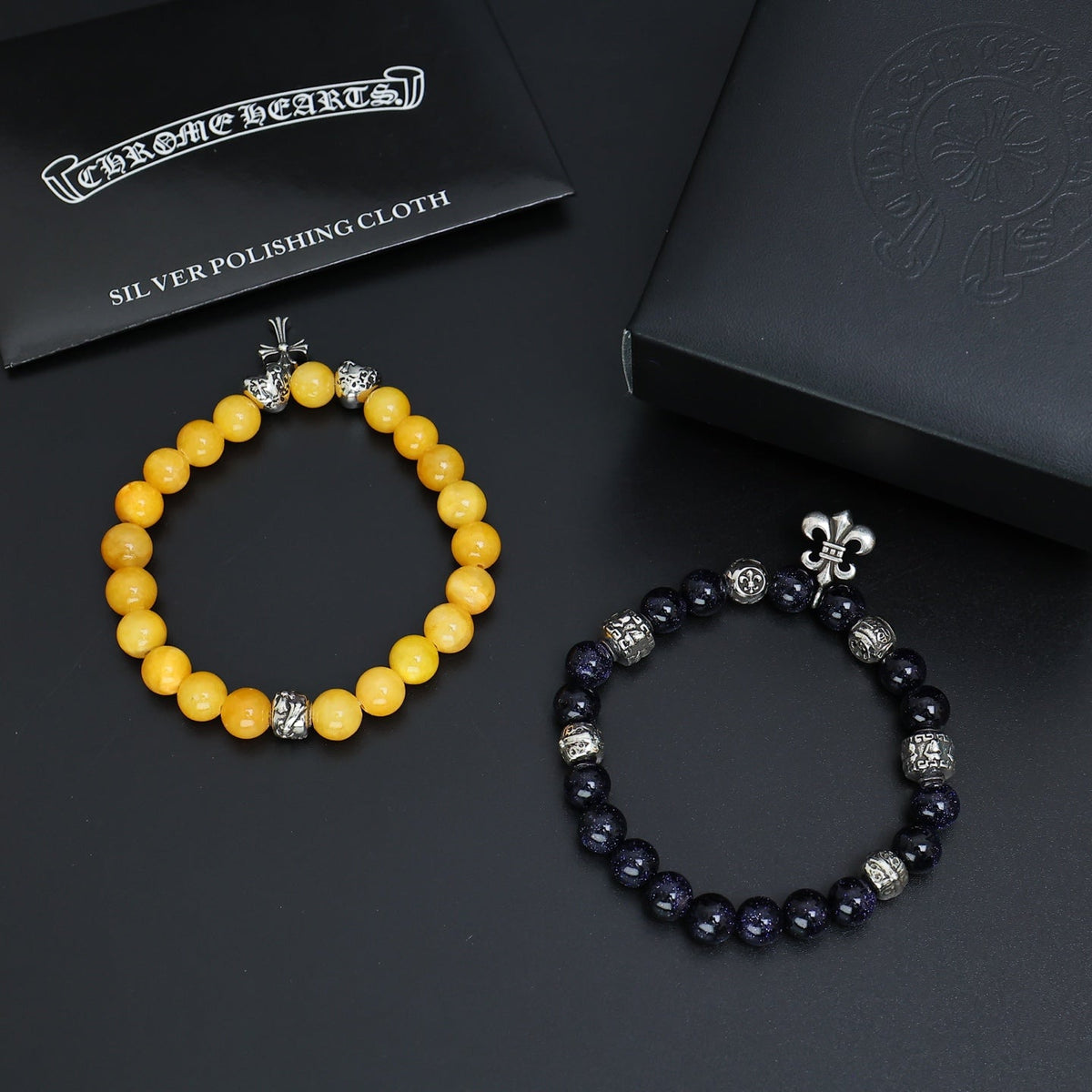Martin Graham beaded bracelet in polished metal-tone – main product view