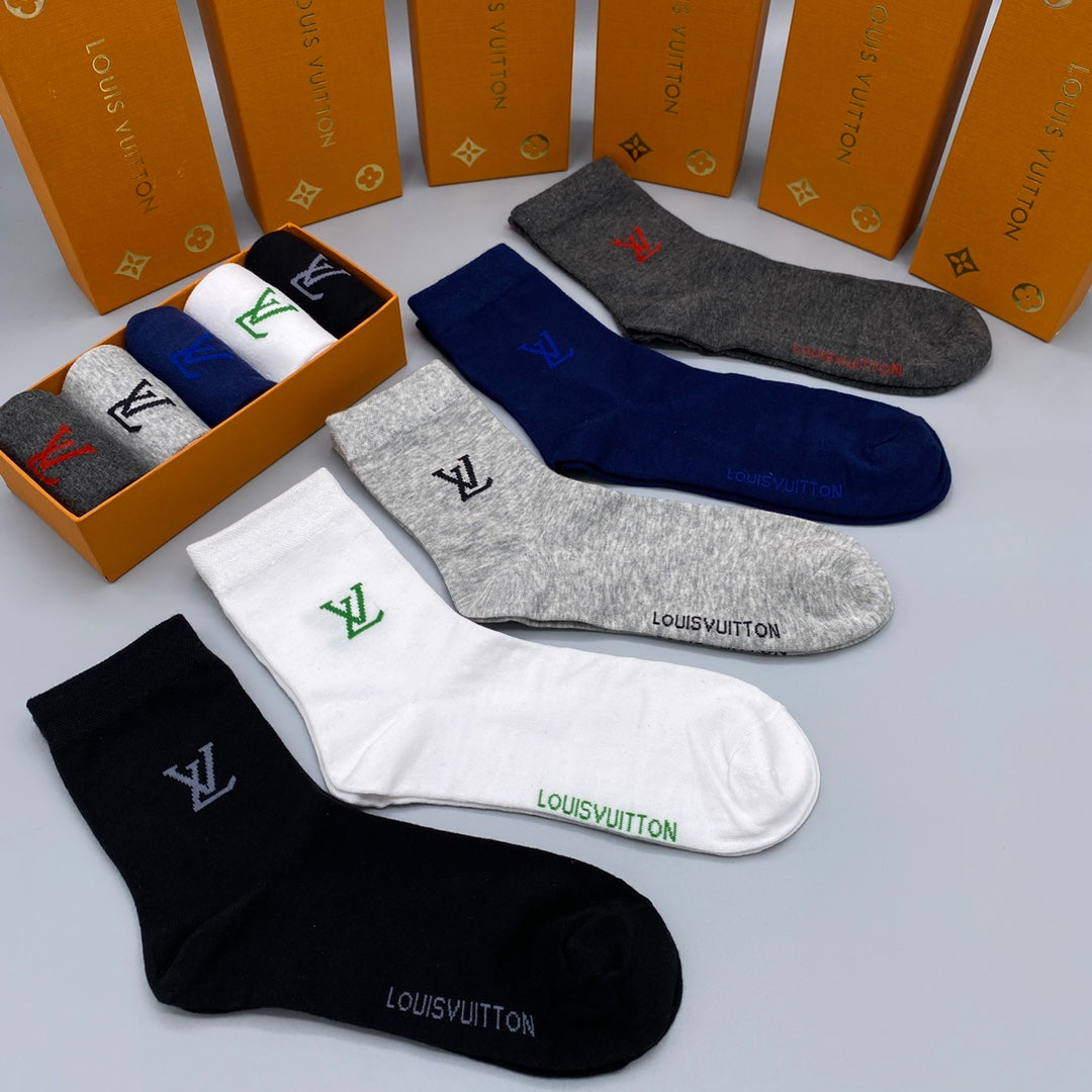 Louis Vuitton Small Initial Details Crew Socks - 5-Pair Set