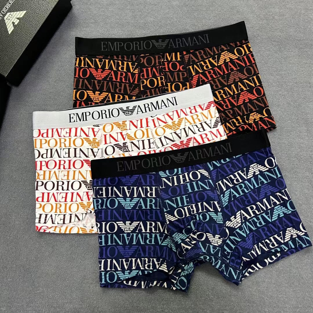 Emporio Armani All-Over Print Men's Trunk Underwear - 3-Piece Box