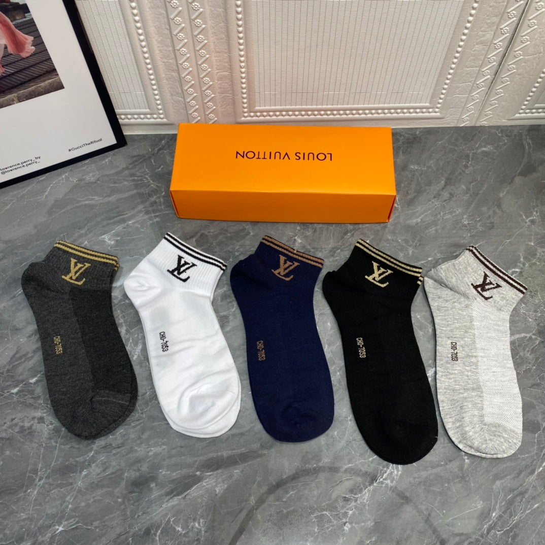 Louis Vuitton Small Initial Details Ankle Socks - 5-Pair Set