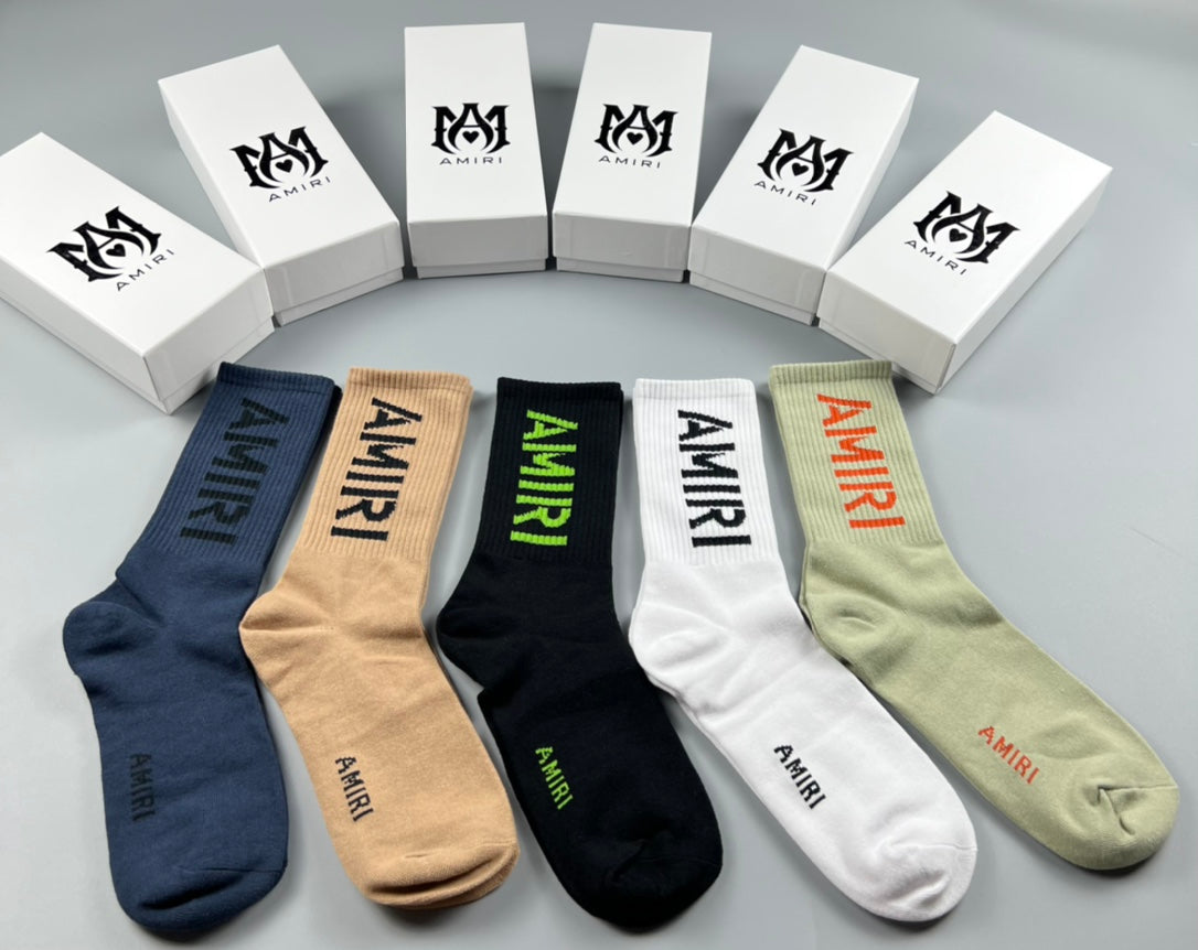 Amiri Bold Lettering Crew Socks - 5-Pair Set
