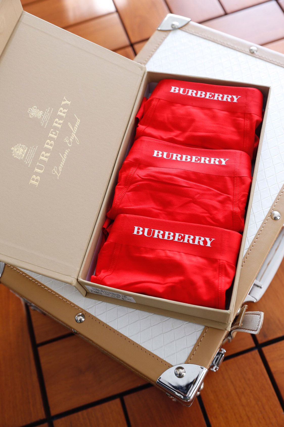 Burberry 95% Modal & 5% Spandex Red Edition Men's Boxer Briefs - 3-Piece Box