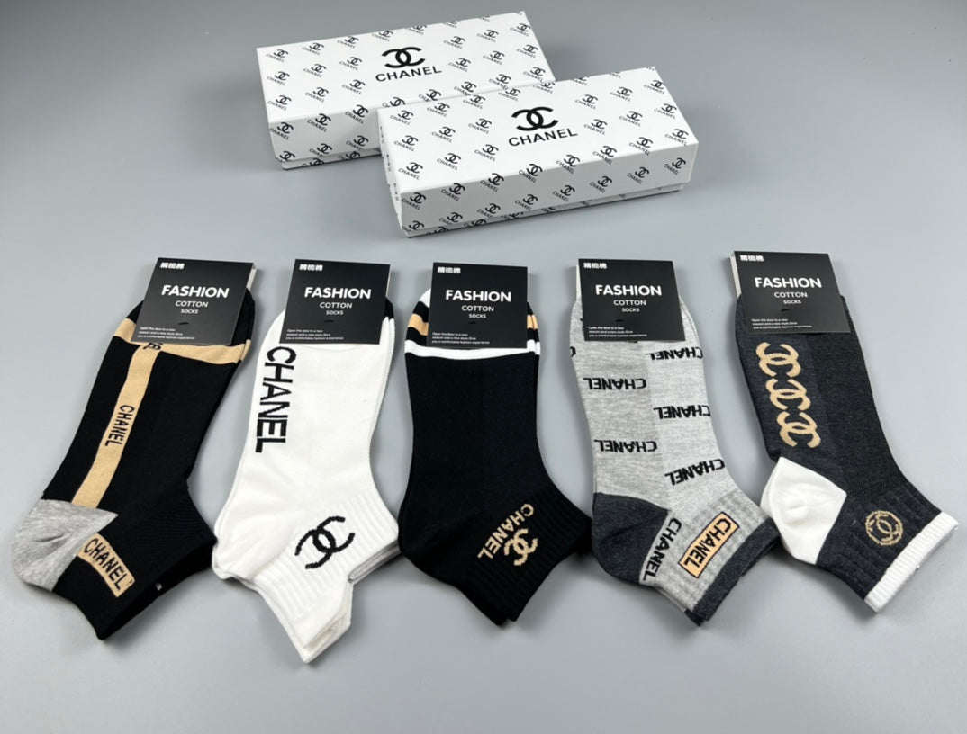 Chanel Mixed Logo Ankle Socks - Box of 5 Pairs