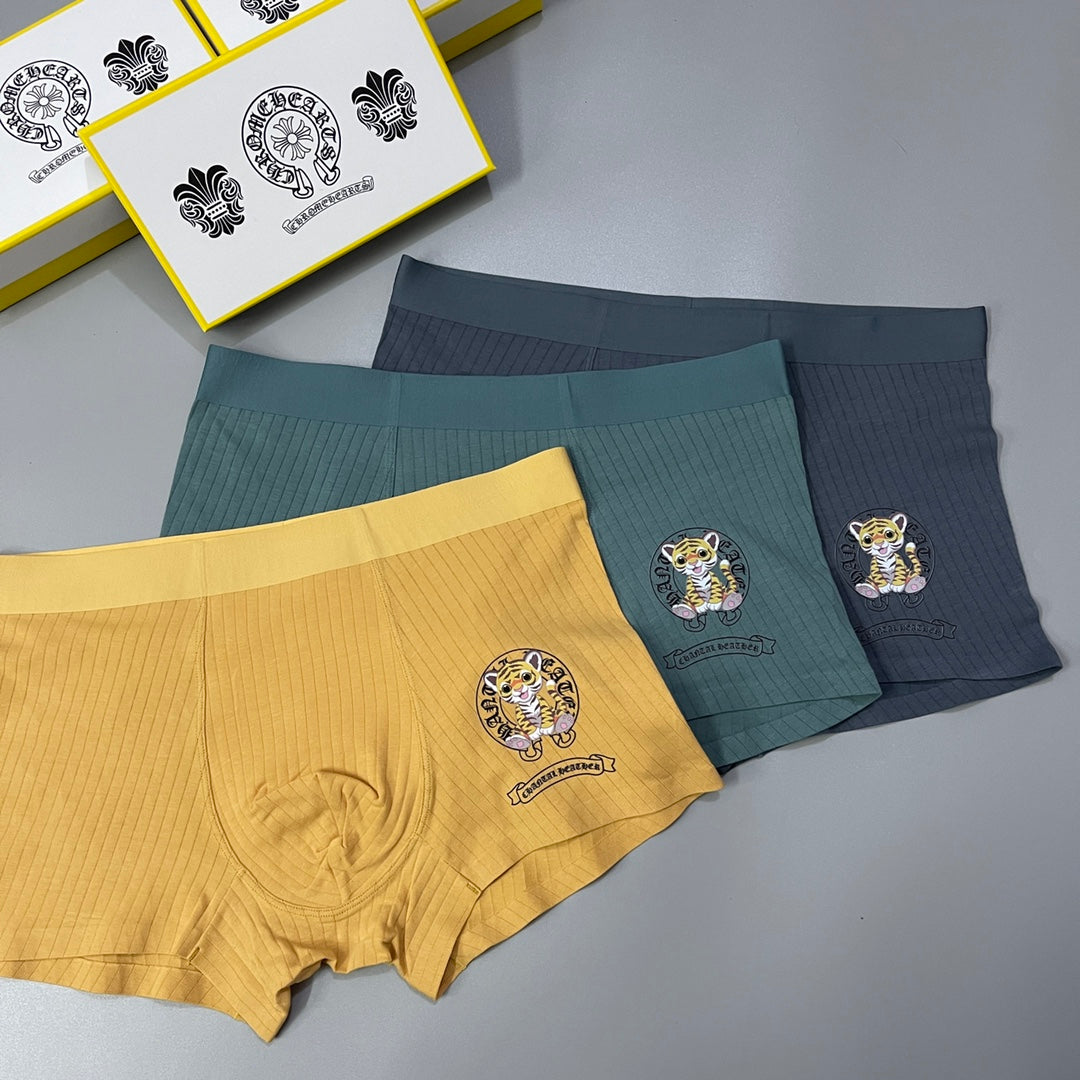 Chrome Hearts Cross And Medallion Graphics Men's Boxer Briefs - 3-Piece Box