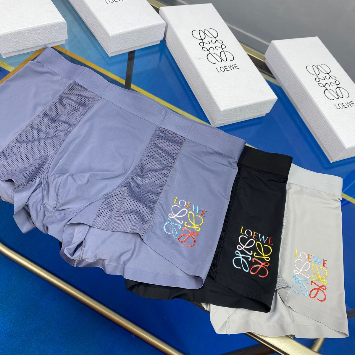 Loewe Colourful Anagram-Style Men's Boxer Briefs - 3-Piece Box