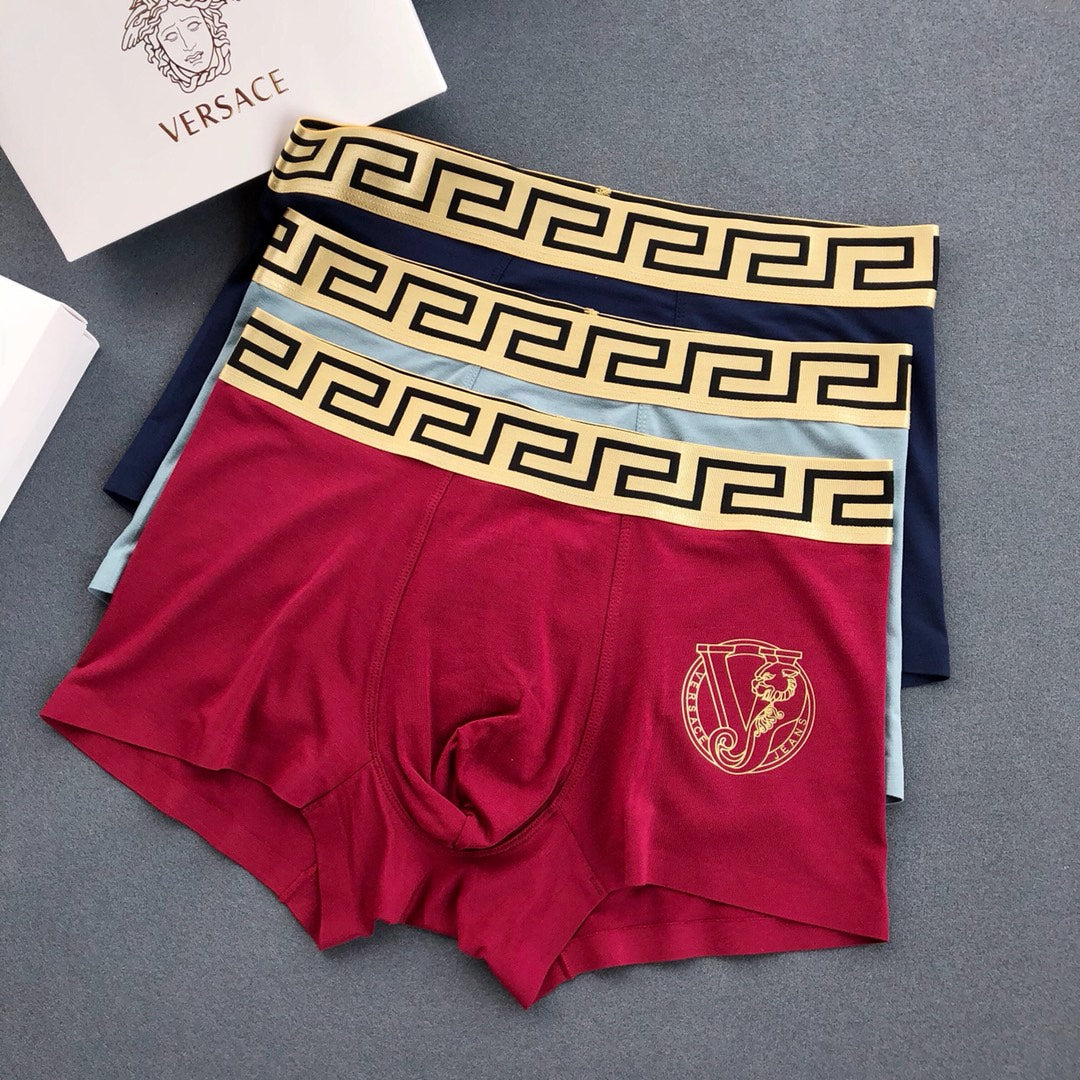 Versace Greek-Key Waistbands And Crest Men's Boxer Briefs - 3-Piece Box