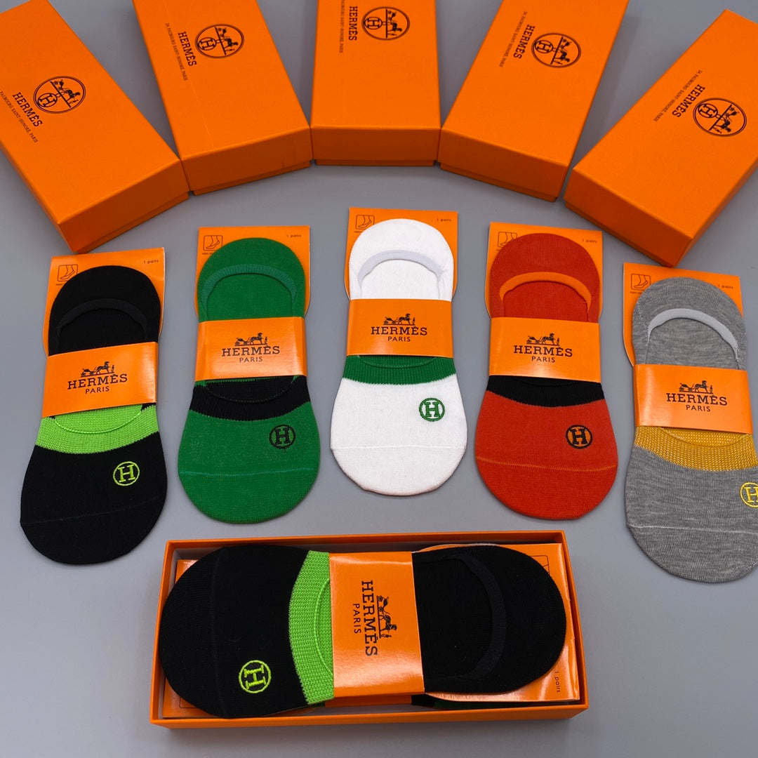 Hermes Breathable No-Show Socks – 5-Pair Pack