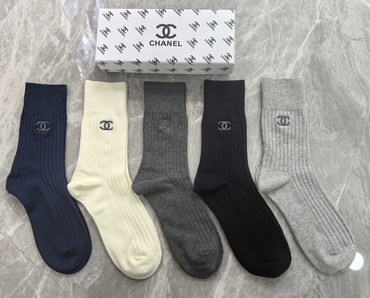Chanel Small Emblem Crew Socks - 5-Pair Set