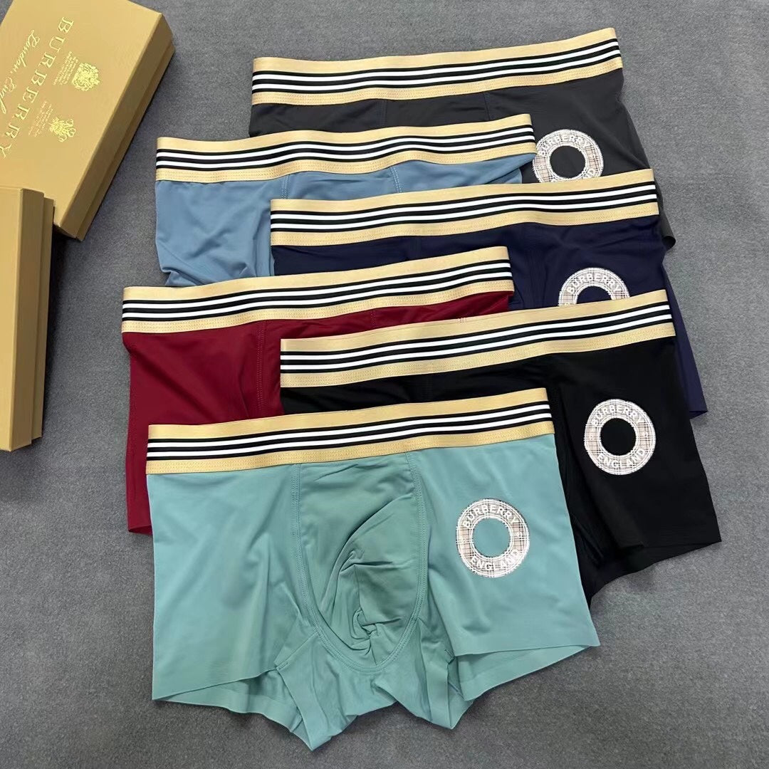 Burberry Solid Panels And Visible Emblem Details Men's Boxer Briefs - 3-Piece Box