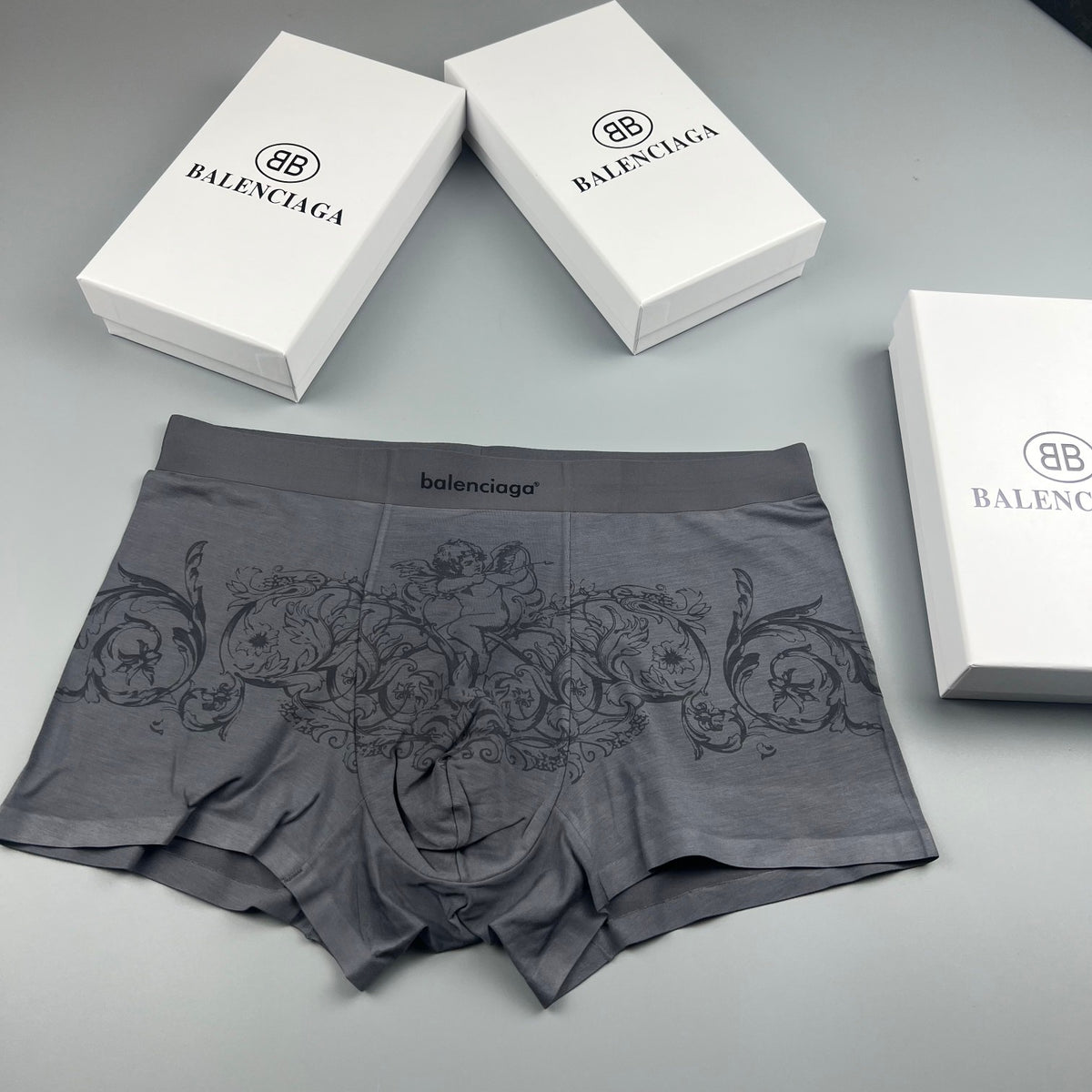 Balenciaga Illustrated Front Graphics Men's Boxer Briefs - 3-Piece Box