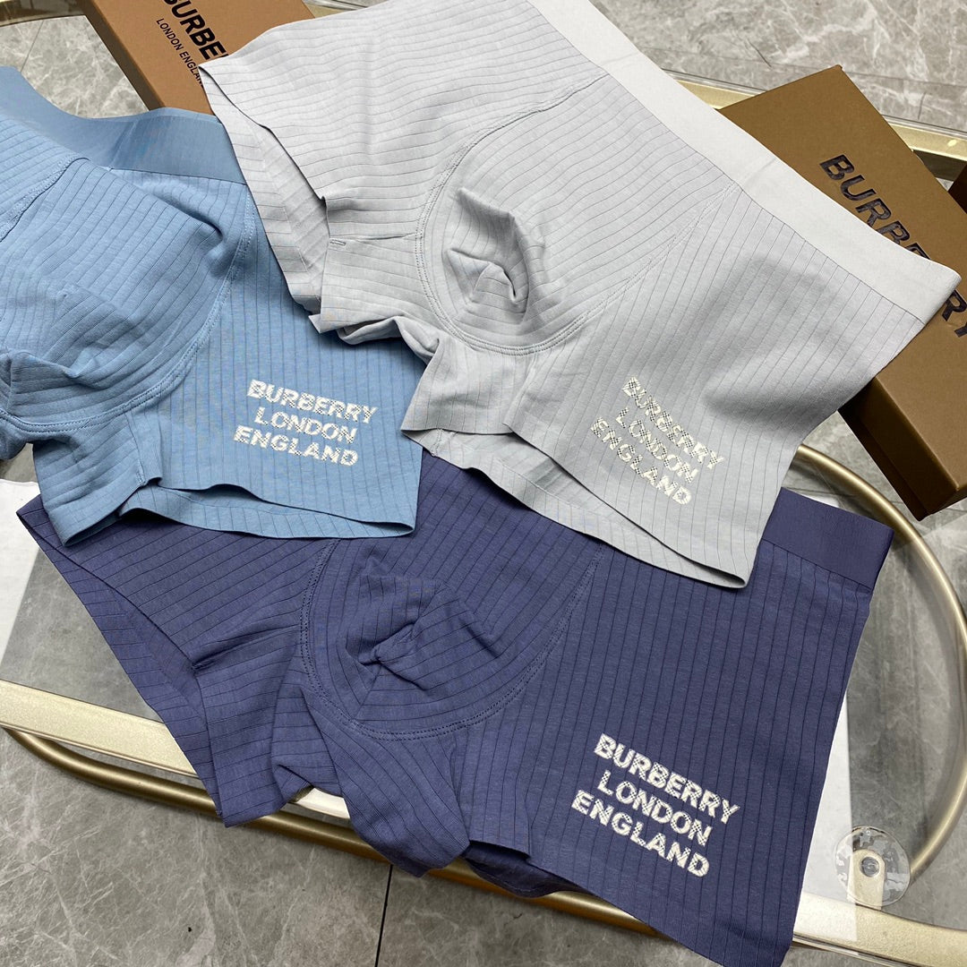 Burberry Cotton Contrast Lettering Men's Boxer Briefs - 3-Piece Box