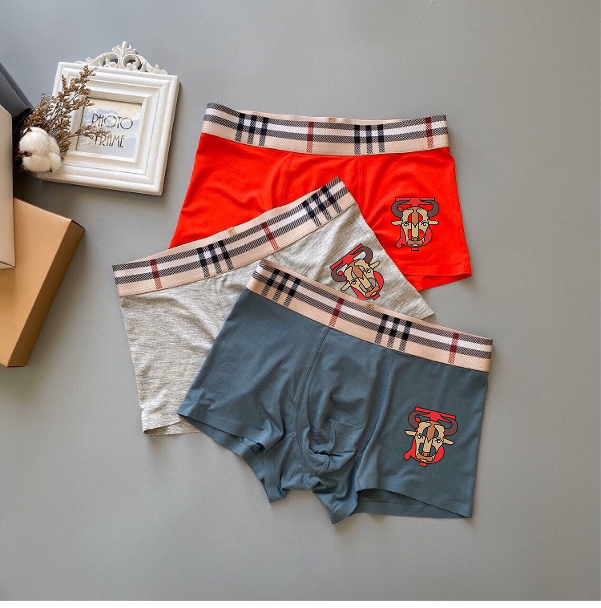 Burberry Bear-Patch Check-Waistband Modal-Blend Boxer Briefs - Box of 3