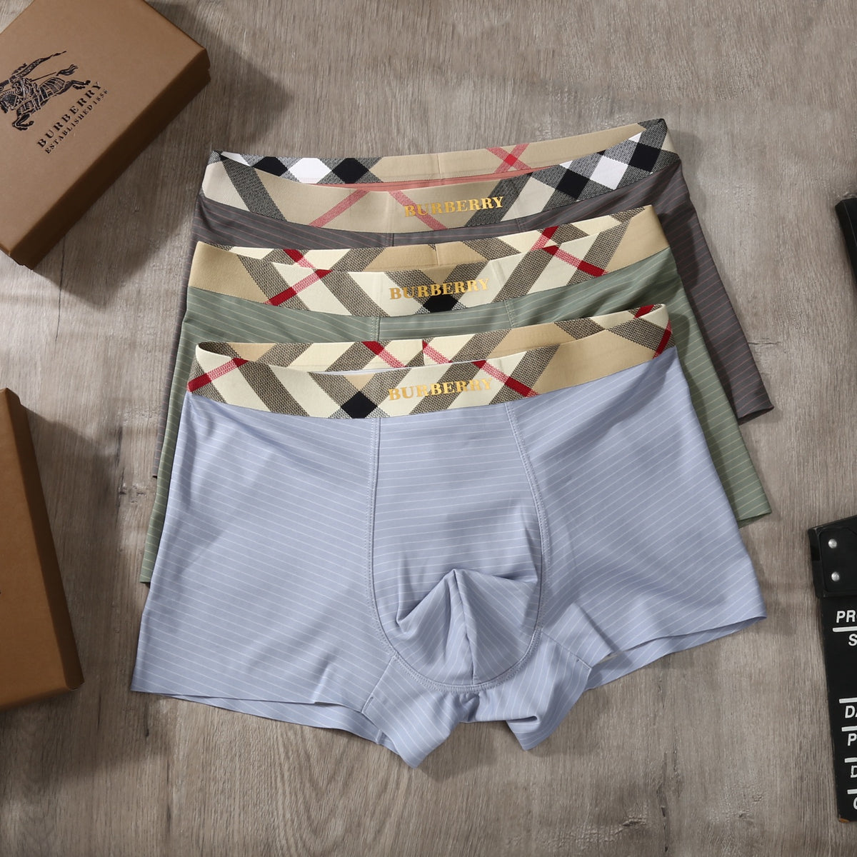 Burberry Check Waistband Men's Trunk Underwear - 3-Piece Box