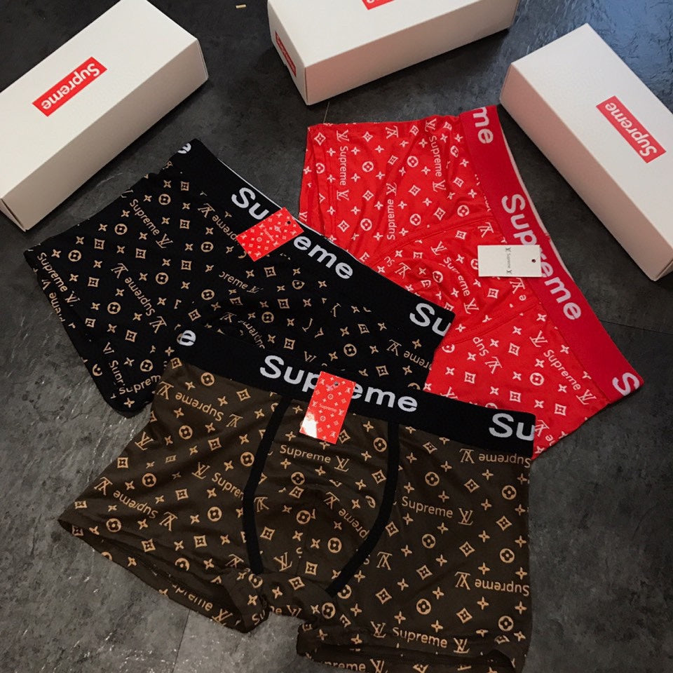 Louis Vuitton x Supreme All-Over Monogram-Style Graphics Men's Boxer Briefs - 3-Piece Box