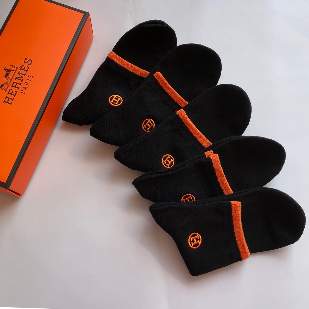 Hermes Cotton No-Show Socks - 5-Pair Set
