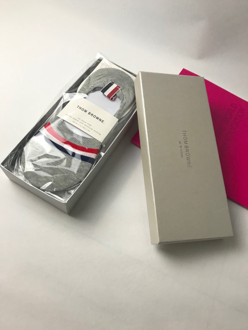 Thom Browne Tricolor-Stripe No-Show Socks