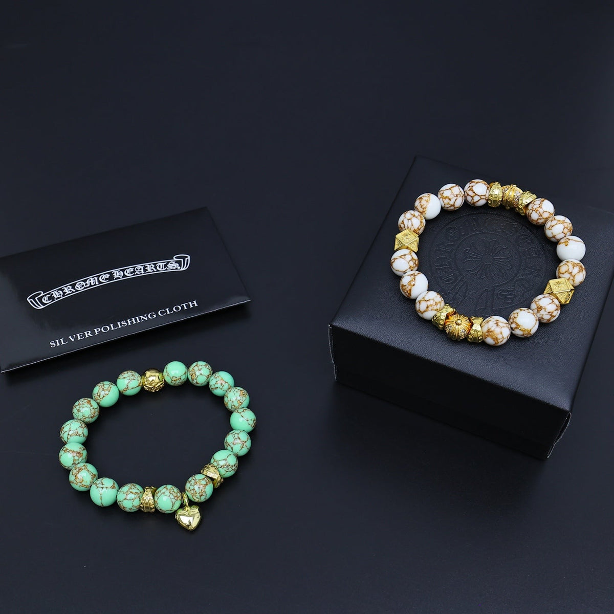 Martin Graham beaded bracelet in polished metal-tone – main product view