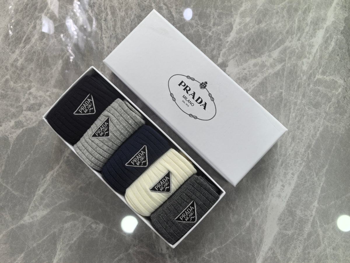 Prada Triangular Emblem Crew Socks - 5-Pair Set