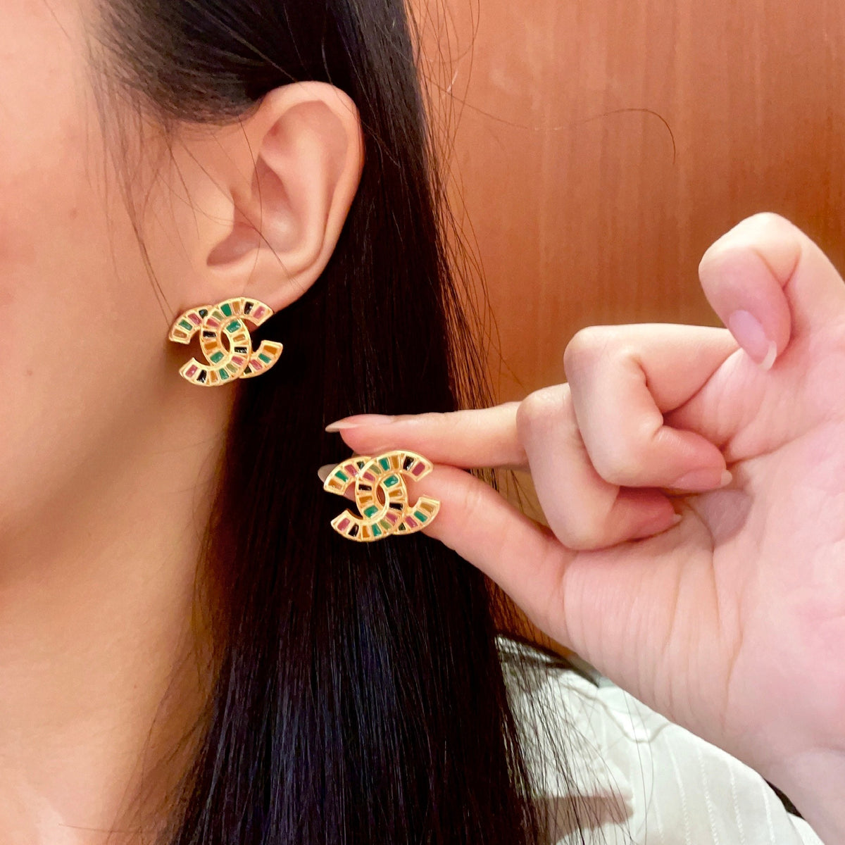 Martin Graham stud earrings in polished metal-tone – main product view