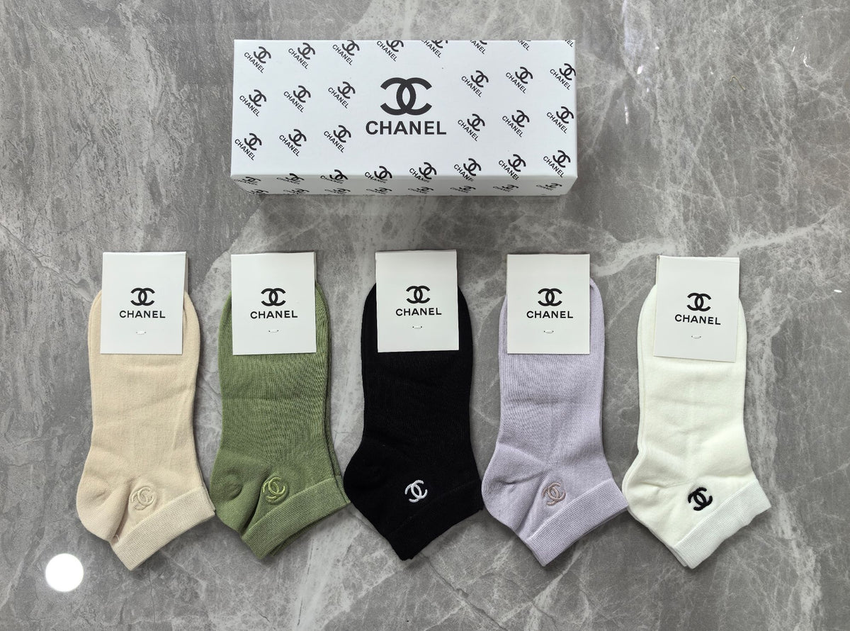 Chanel Combed Cotton No-Show Socks - 5-Pair Set