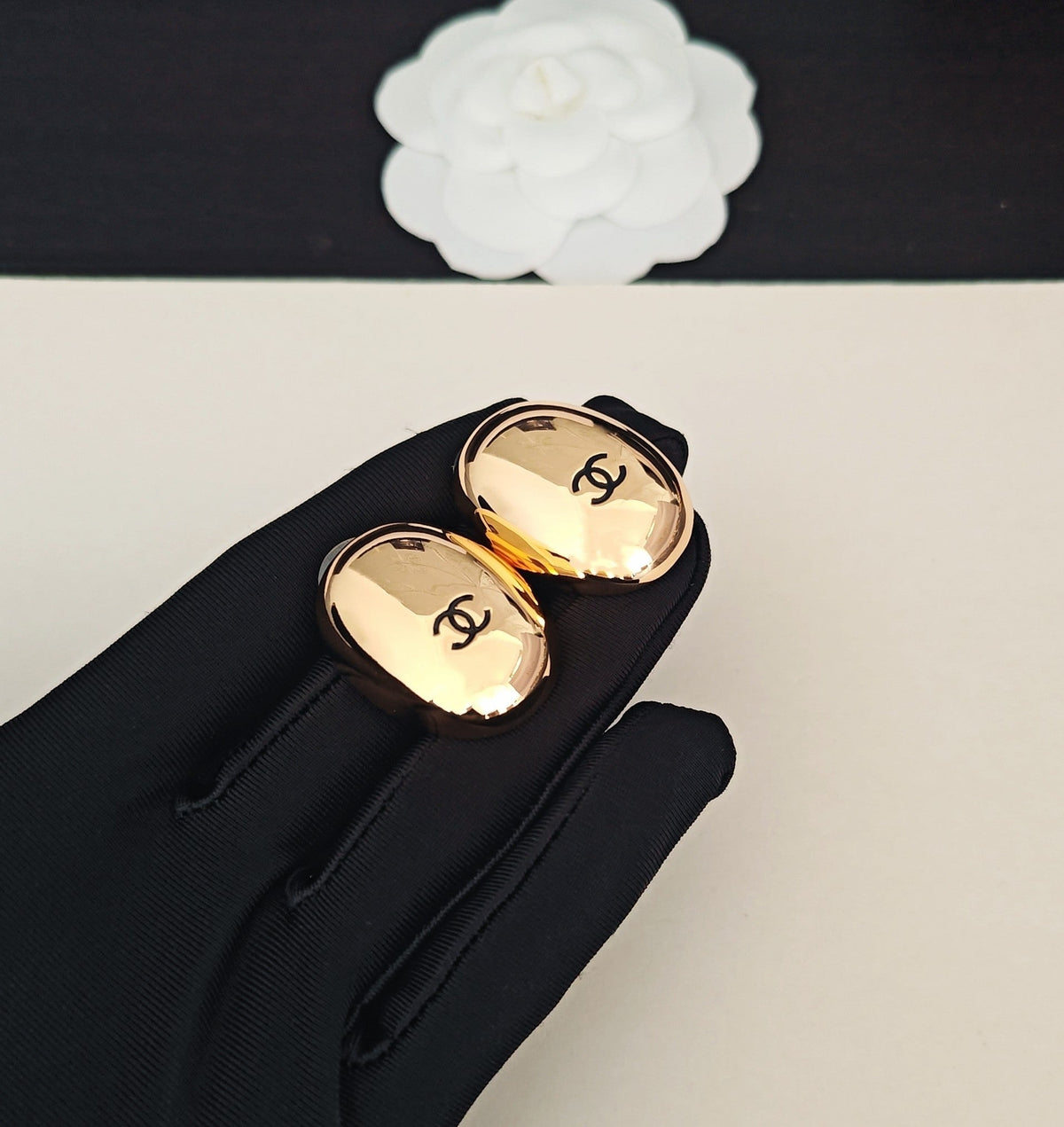Martin Graham stud earrings in polished metal-tone – main product view