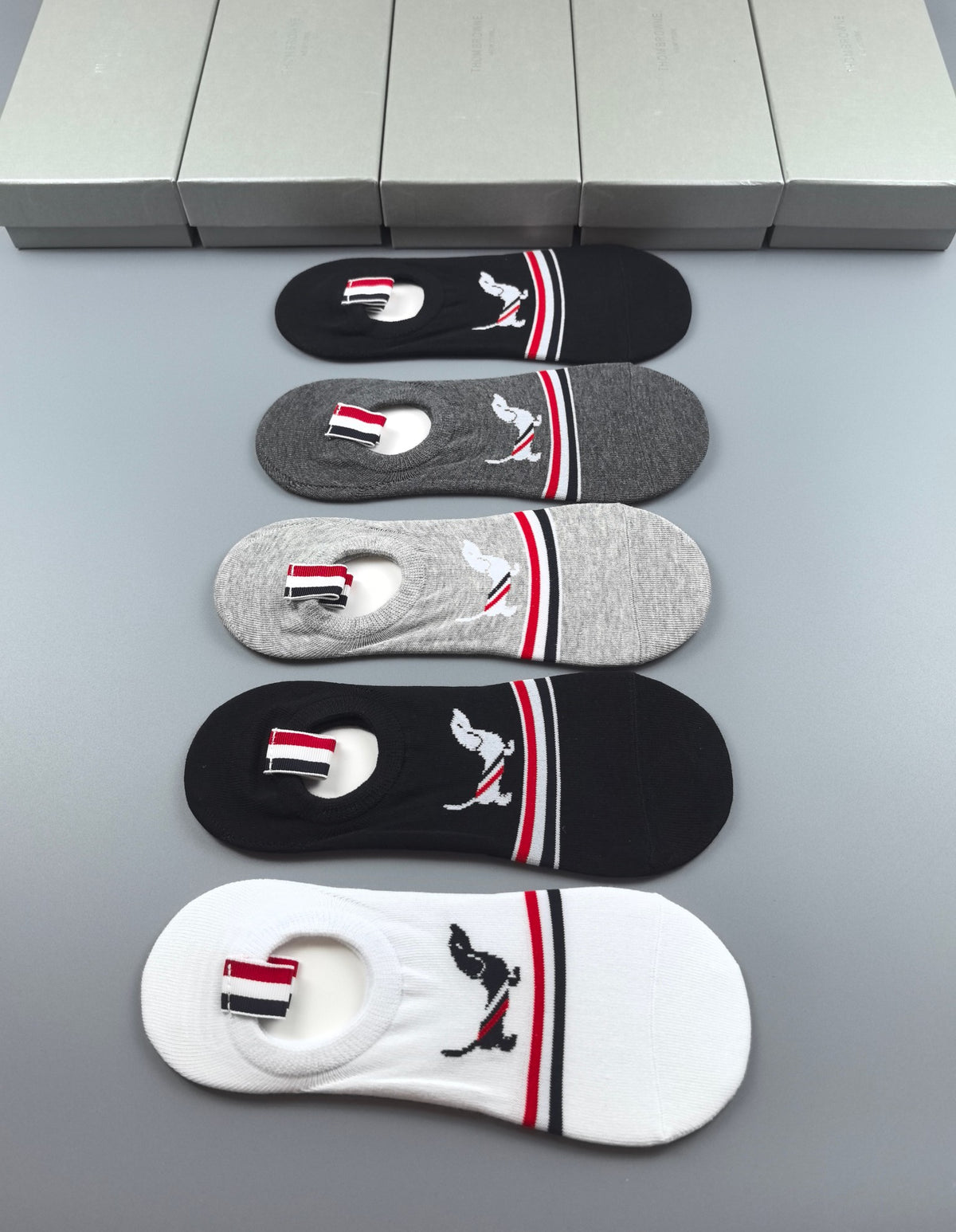 Thom Browne Cotton No-Show Socks - 5-Pair Set
