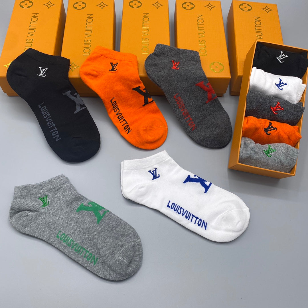 Louis Vuitton Logo No-Show Ankle Socks - 5-Pair Box