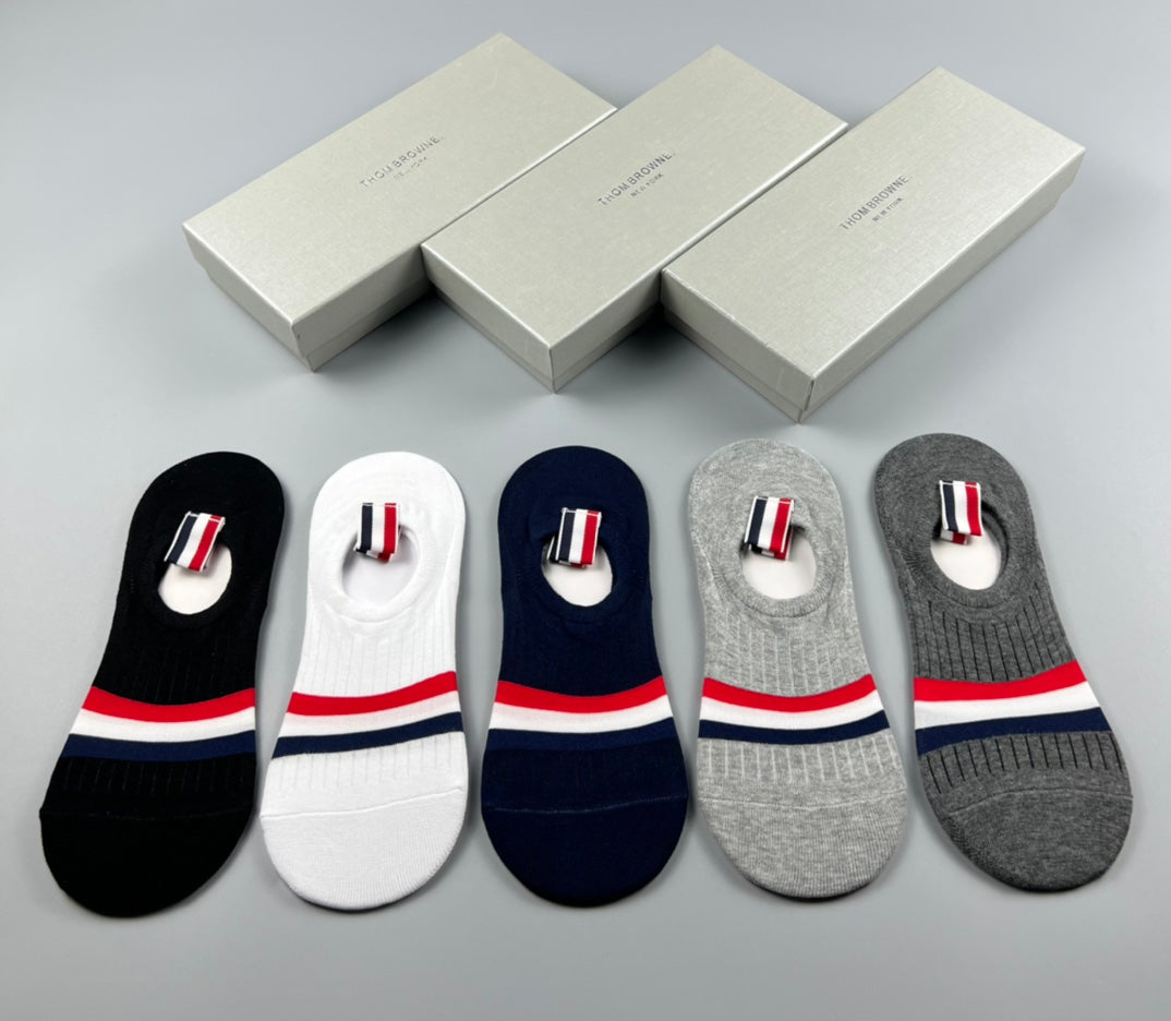 Thom Browne Cotton No-Show Socks - 5-Pair Set