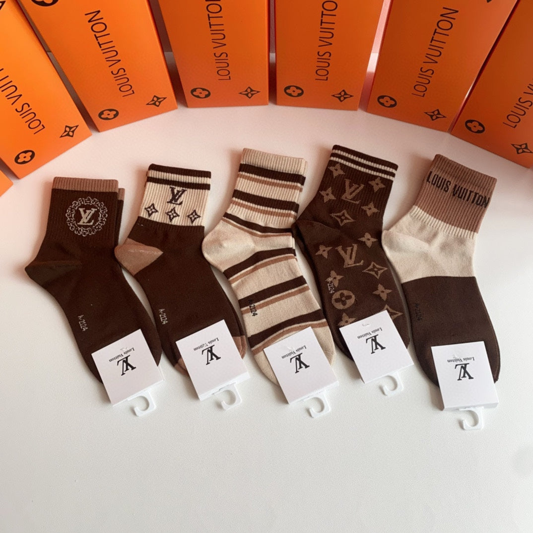 Unbranded Monogram Ankle Socks - 5-Pair Box